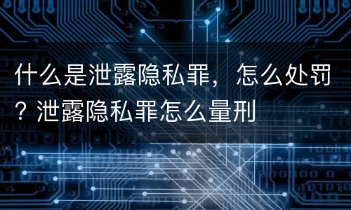 什么是泄露隐私罪，怎么处罚? 泄露隐私罪怎么量刑