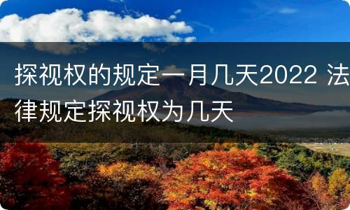 探视权的规定一月几天2022 法律规定探视权为几天