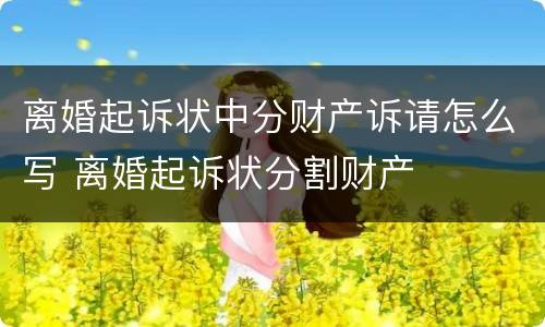 离婚起诉状中分财产诉请怎么写 离婚起诉状分割财产