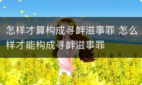 怎样才算构成寻衅滋事罪 怎么样才能构成寻衅滋事罪
