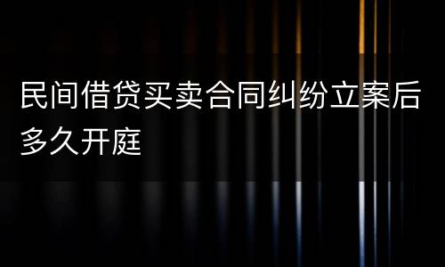民间借贷买卖合同纠纷立案后多久开庭