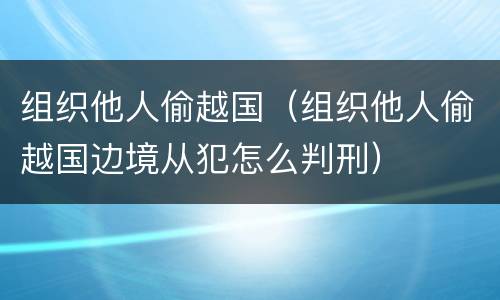 组织他人偷越国（组织他人偷越国边境从犯怎么判刑）