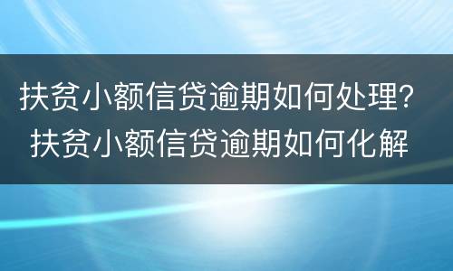 扶贫小额信贷逾期如何处理？ 扶贫小额信贷逾期如何化解