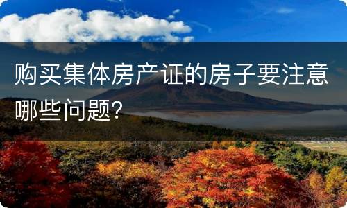 购买集体房产证的房子要注意哪些问题？