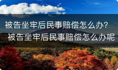 被告坐牢后民事赔偿怎么办？ 被告坐牢后民事赔偿怎么办呢