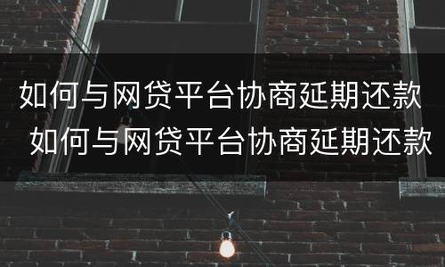 如何与网贷平台协商延期还款 如何与网贷平台协商延期还款业务