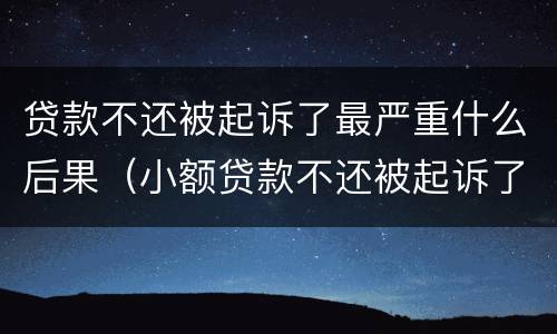 贷款不还被起诉了最严重什么后果（小额贷款不还被起诉了最严重什么后果）