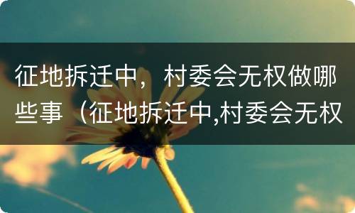 征地拆迁中，村委会无权做哪些事（征地拆迁中,村委会无权做哪些事情呢）
