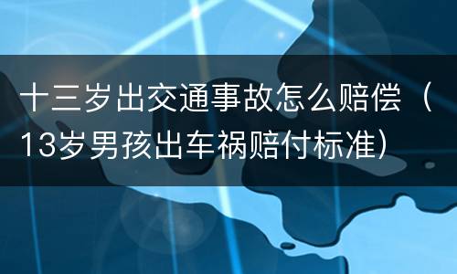 十三岁出交通事故怎么赔偿（13岁男孩出车祸赔付标准）
