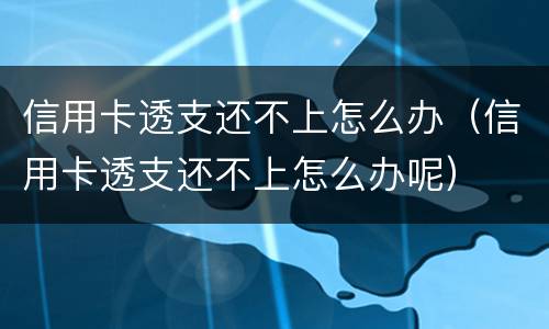 信用卡透支还不上怎么办（信用卡透支还不上怎么办呢）