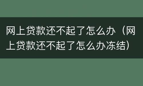 网上贷款还不起了怎么办（网上贷款还不起了怎么办冻结）