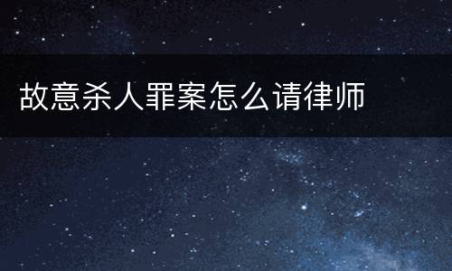 故意杀人罪案怎么请律师