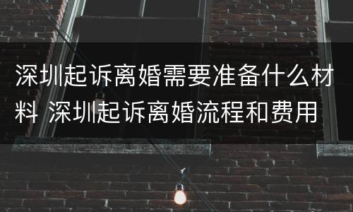 深圳起诉离婚需要准备什么材料 深圳起诉离婚流程和费用
