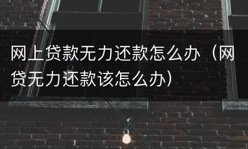 网上贷款无力还款怎么办（网贷无力还款该怎么办）