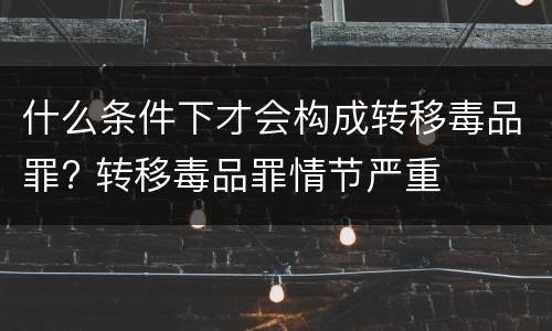 什么条件下才会构成转移毒品罪? 转移毒品罪情节严重