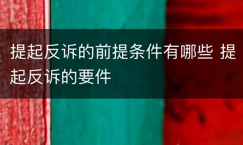 提起反诉的前提条件有哪些 提起反诉的要件