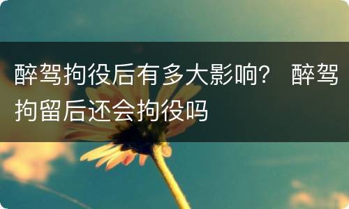 醉驾拘役后有多大影响？ 醉驾拘留后还会拘役吗