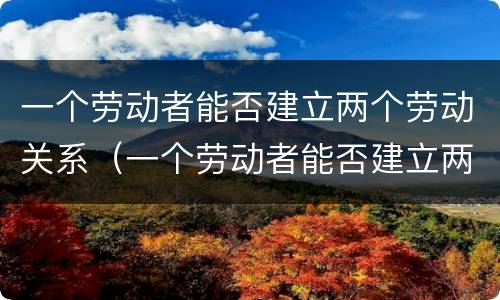 一个劳动者能否建立两个劳动关系（一个劳动者能否建立两个劳动关系呢）