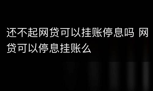还不起网贷可以挂账停息吗 网贷可以停息挂账么