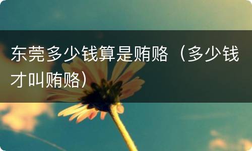 东莞多少钱算是贿赂（多少钱才叫贿赂）