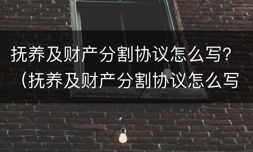 抚养及财产分割协议怎么写？（抚养及财产分割协议怎么写的）