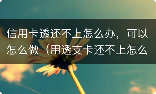 信用卡透还不上怎么办，可以怎么做（用透支卡还不上怎么办）