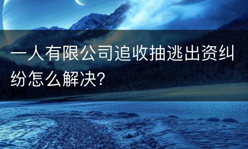 一人有限公司追收抽逃出资纠纷怎么解决？