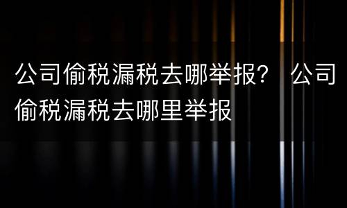 公司偷税漏税去哪举报？ 公司偷税漏税去哪里举报