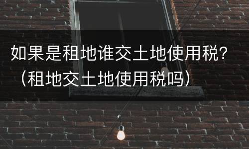 如果是租地谁交土地使用税？（租地交土地使用税吗）