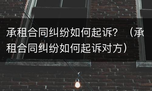 承租合同纠纷如何起诉？（承租合同纠纷如何起诉对方）