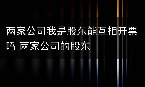 两家公司我是股东能互相开票吗 两家公司的股东
