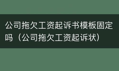 公司拖欠工资起诉书模板固定吗（公司拖欠工资起诉状）