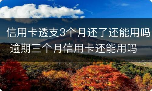 信用卡透支3个月还了还能用吗 逾期三个月信用卡还能用吗