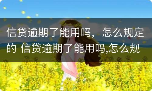 信贷逾期了能用吗，怎么规定的 信贷逾期了能用吗,怎么规定的还款日