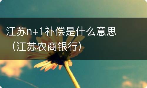 江苏n+1补偿是什么意思（江苏农商银行）