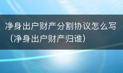 净身出户财产分割协议怎么写（净身出户财产归谁）