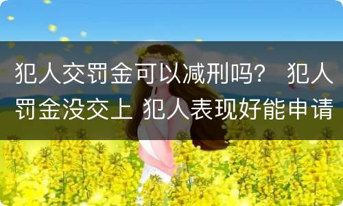 犯人交罚金可以减刑吗？ 犯人罚金没交上 犯人表现好能申请减刑吗