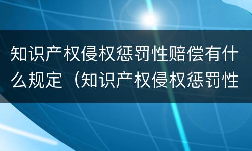 知识产权侵权惩罚性赔偿有什么规定（知识产权侵权惩罚性赔偿有什么规定嘛）
