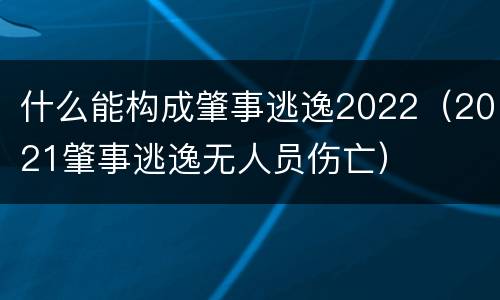 什么能构成肇事逃逸2022（2021肇事逃逸无人员伤亡）