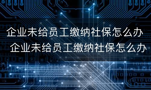 企业未给员工缴纳社保怎么办 企业未给员工缴纳社保怎么办?