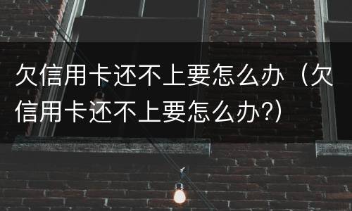 欠信用卡还不上要怎么办（欠信用卡还不上要怎么办?）