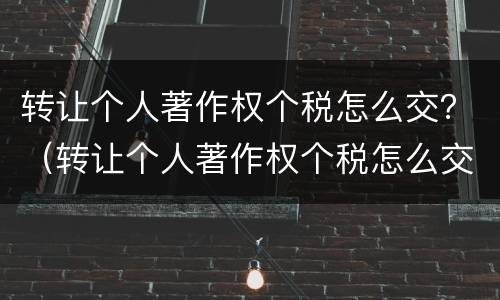 转让个人著作权个税怎么交？（转让个人著作权个税怎么交税）