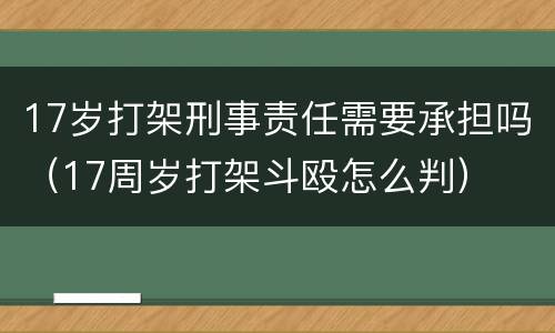 17岁打架刑事责任需要承担吗（17周岁打架斗殴怎么判）