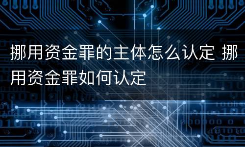 挪用资金罪的主体怎么认定 挪用资金罪如何认定