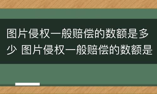 图片侵权一般赔偿的数额是多少 图片侵权一般赔偿的数额是多少钱