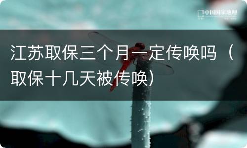 江苏取保三个月一定传唤吗（取保十几天被传唤）