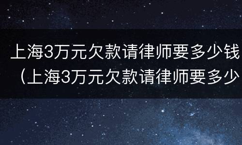 上海3万元欠款请律师要多少钱（上海3万元欠款请律师要多少钱一个月）