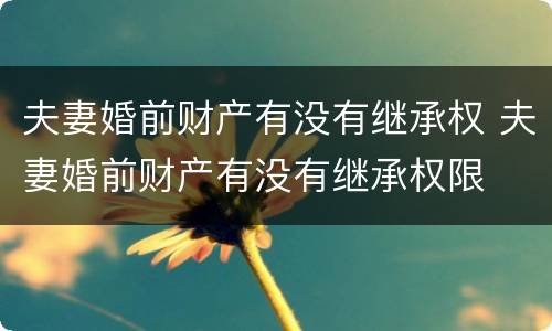 夫妻婚前财产有没有继承权 夫妻婚前财产有没有继承权限