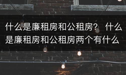 什么是廉租房和公租房？ 什么是廉租房和公租房两个有什么特点