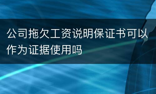公司拖欠工资说明保证书可以作为证据使用吗